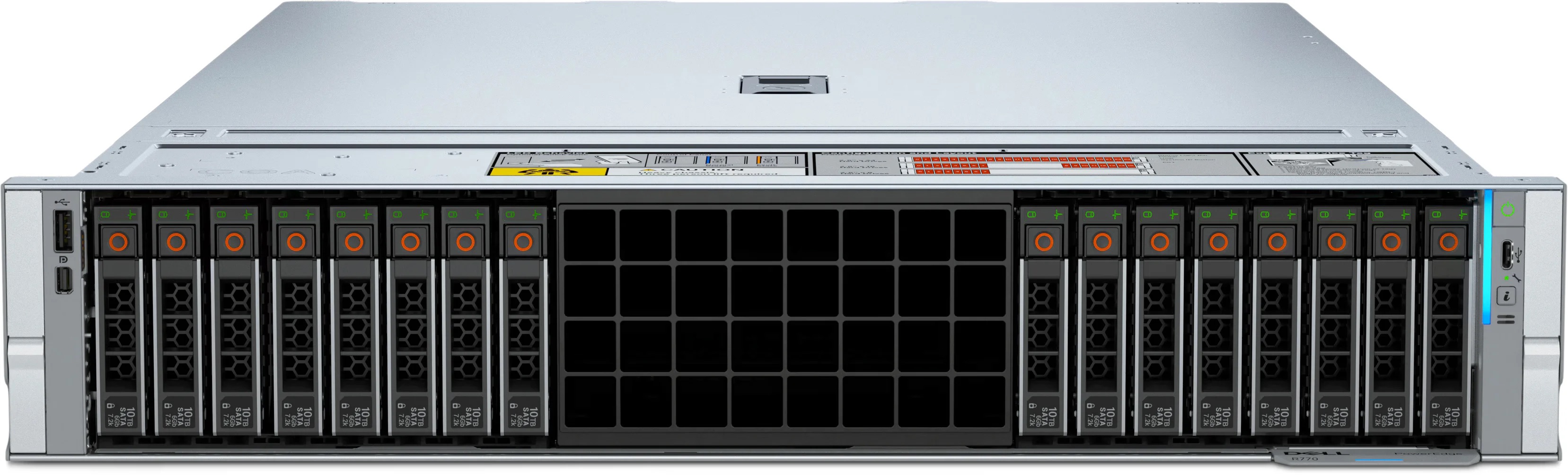 Сервер DELL PowerEdge R770 2U / 8SFF Universal/ 2x6747P/ 32x32GB RDIMM/ 2 x 480GB SATA RI / 4 x 2,4TB SAS HDD / H965i / ENT / Dual 3200W / ConnectX-6 Lx OCP / Emulex LPe37102 FC HBA FH/ Rails/ 1YWARR