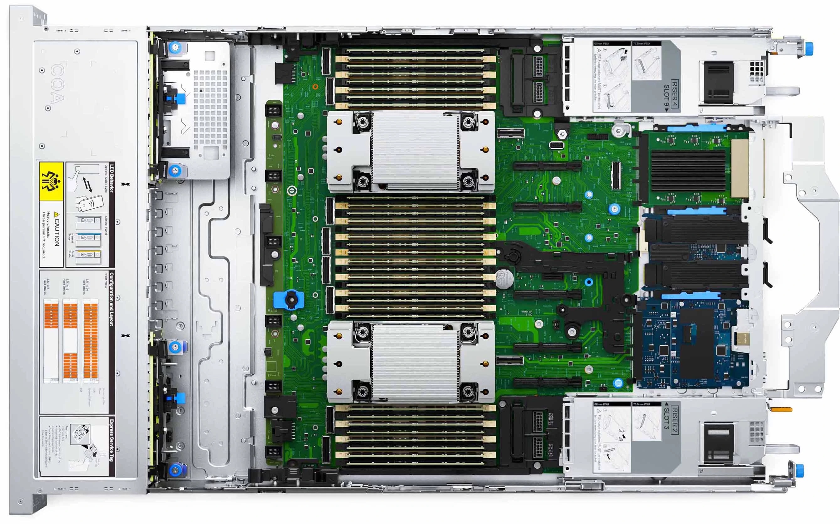 Сервер DELL PowerEdge R770 2U / 8SFF Universal/ 2x6747P/ 32x32GB RDIMM/ 2 x 480GB SATA RI / 4 x 2,4TB SAS HDD / H965i / ENT / Dual 3200W / ConnectX-6 Lx OCP / Emulex LPe37102 FC HBA FH/ Rails/ 1YWARR